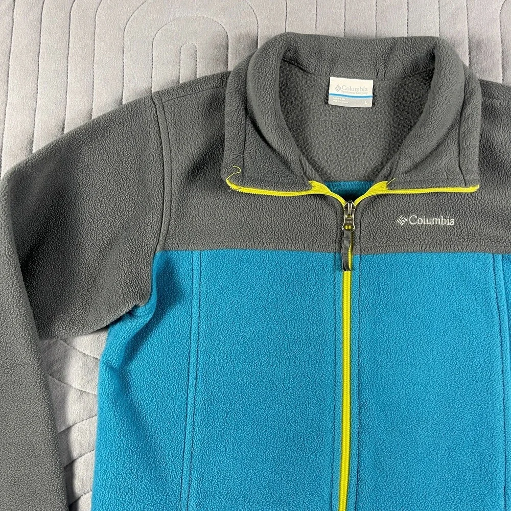 Columbia Steens Mountain II Fleece Jacket Boys Size Large Blue Gray Full Zip